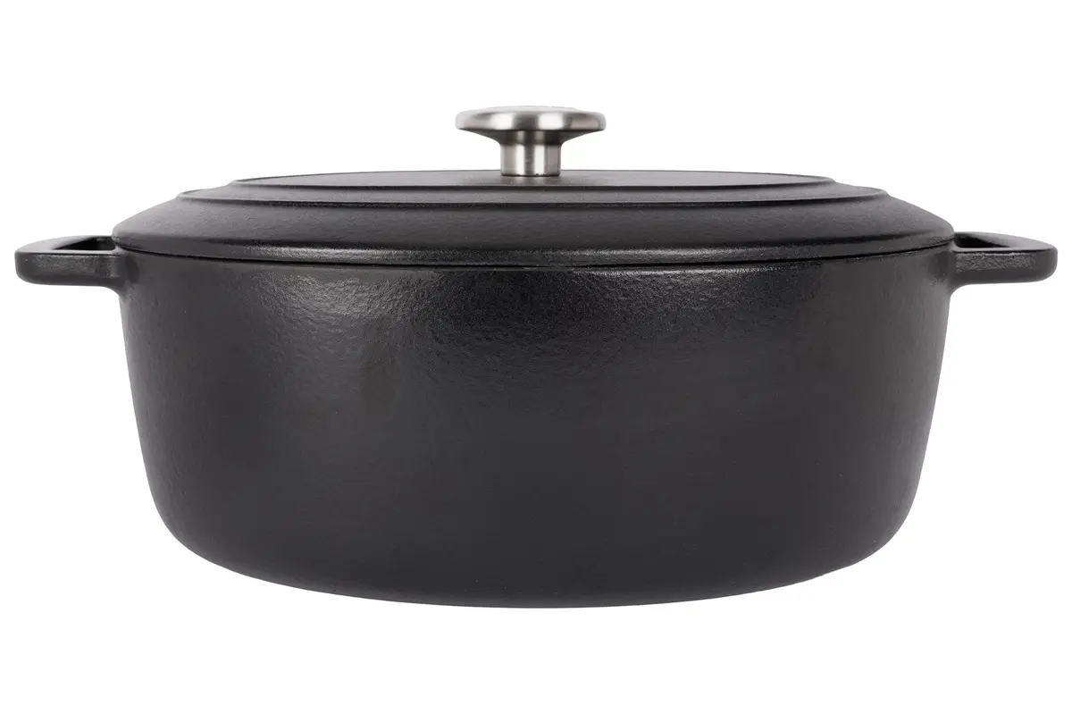 Cosy & Trendy Braadpan Met Deksel Fontestic Gietijzer Black Ovaal - 31 X 24 Cm / 6 Liter - Geëmailleerde Anti-Aanbaklaag 1