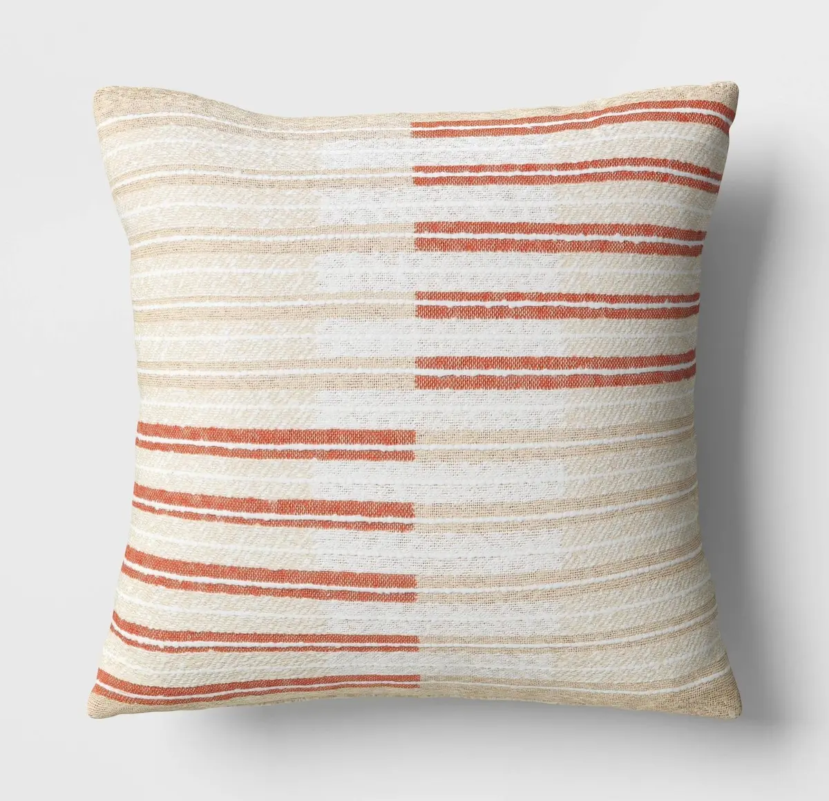 Woven Striped Textured Square Throw Pillow 1