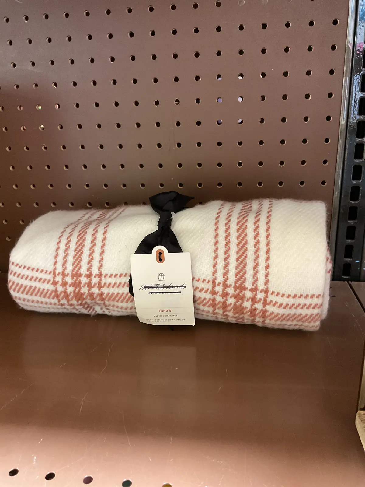 Plaid Woven Throw Blanket Blush/Cream 1