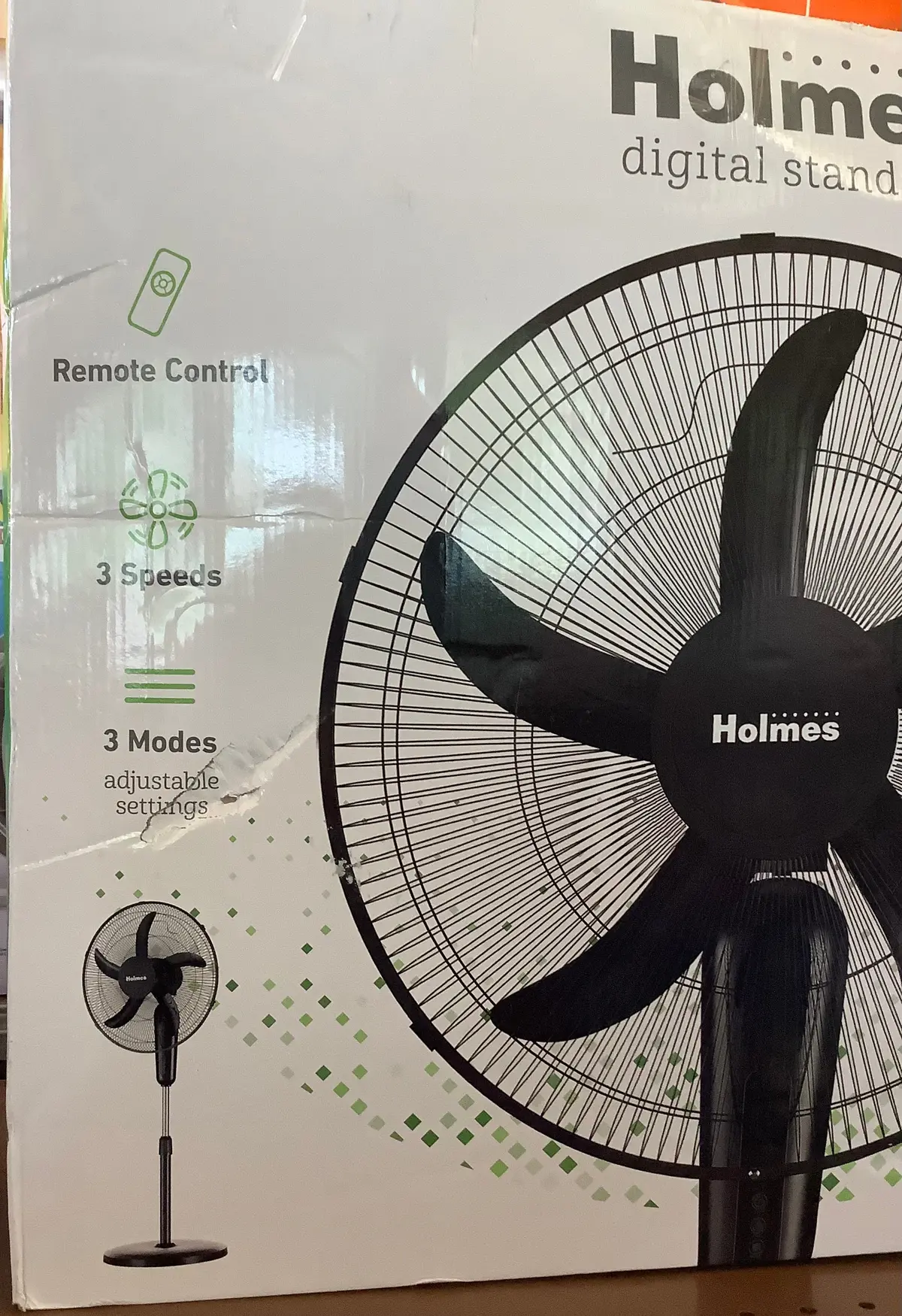 Holmes 18" Digital Oscillating 3 Speed Stand Fan With Remote Control Black 1