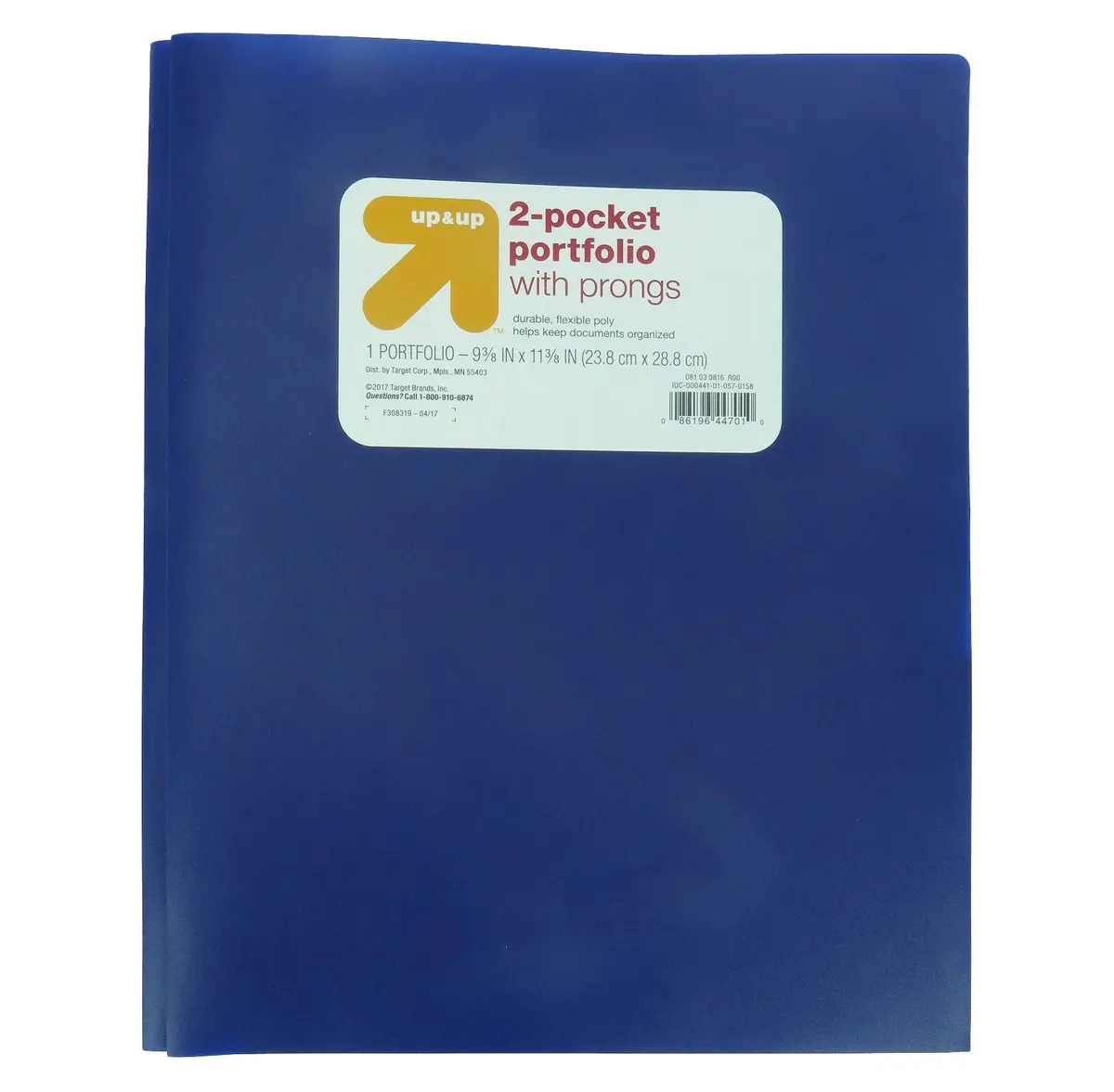 2 Pocket Plastic Folder With Prongs - Blue 1