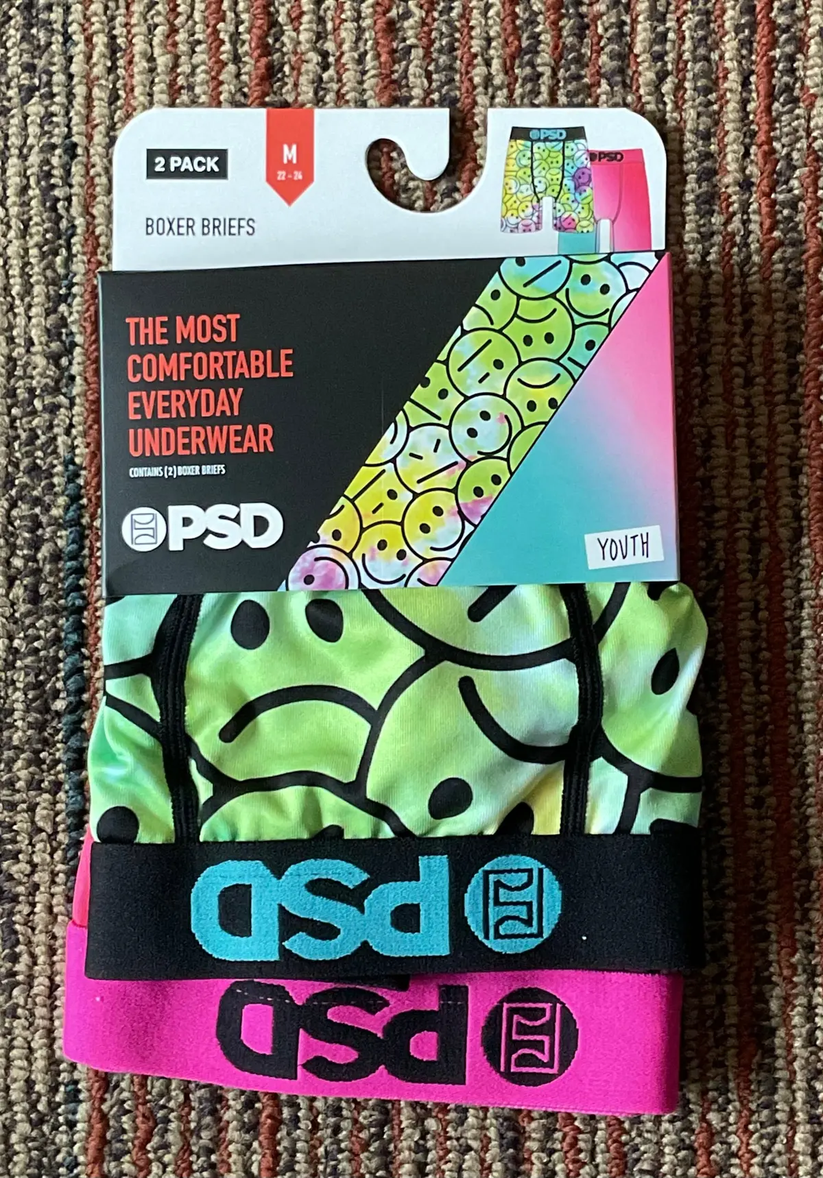 Youth Smile Dye 2 Pack Underwear - Size Youth M 1