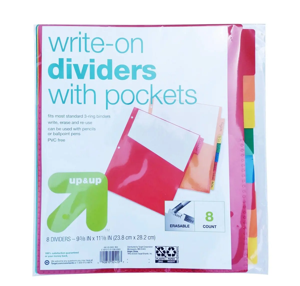8Ct Write-On Index Dividers With Pockets 1