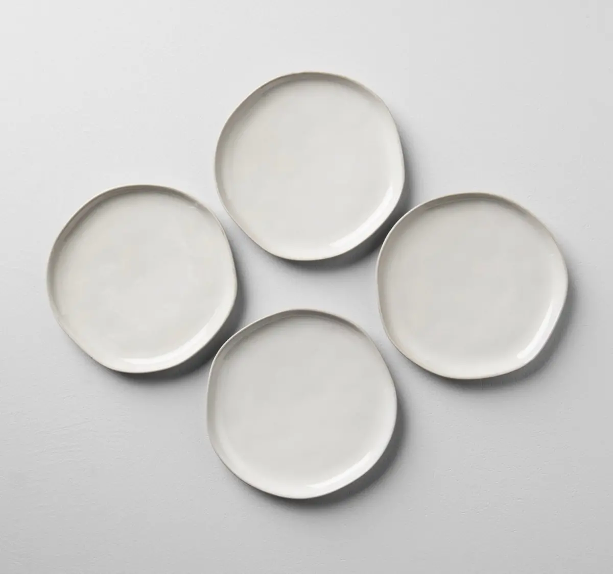 8" 4Pk Stoneware Salad Plate Set Cream - Glazed Finish, Farmhouse Style 1