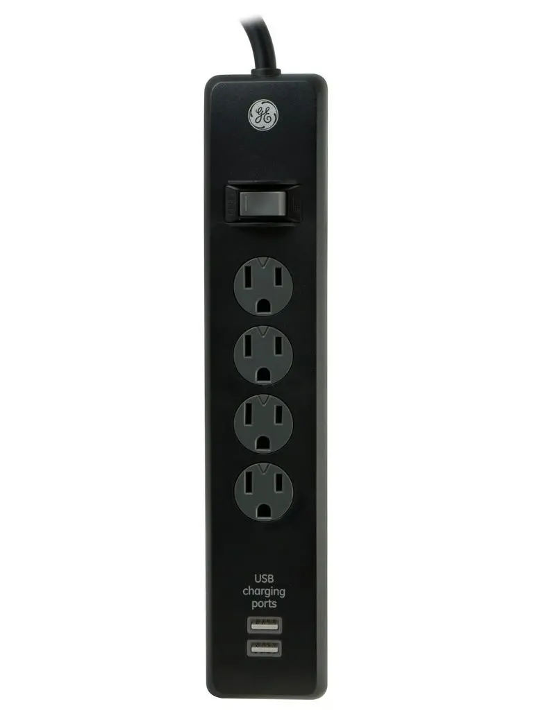 Ge 4 Outlet Surge Protector Power Strip With 2 Usb Ports 1