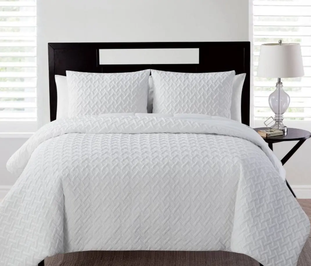 King Nina Embossed Comforter Set White - Vcny Home 1