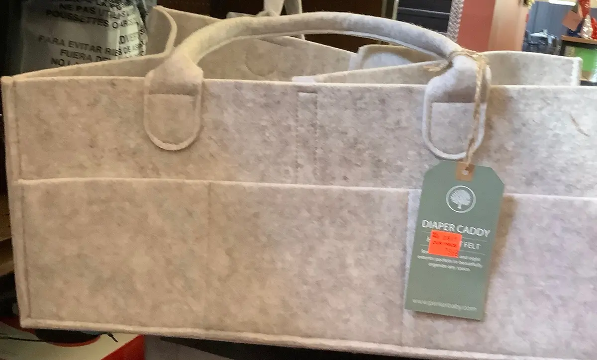 Rectangular Diaper Caddy With Handles - Gray 1