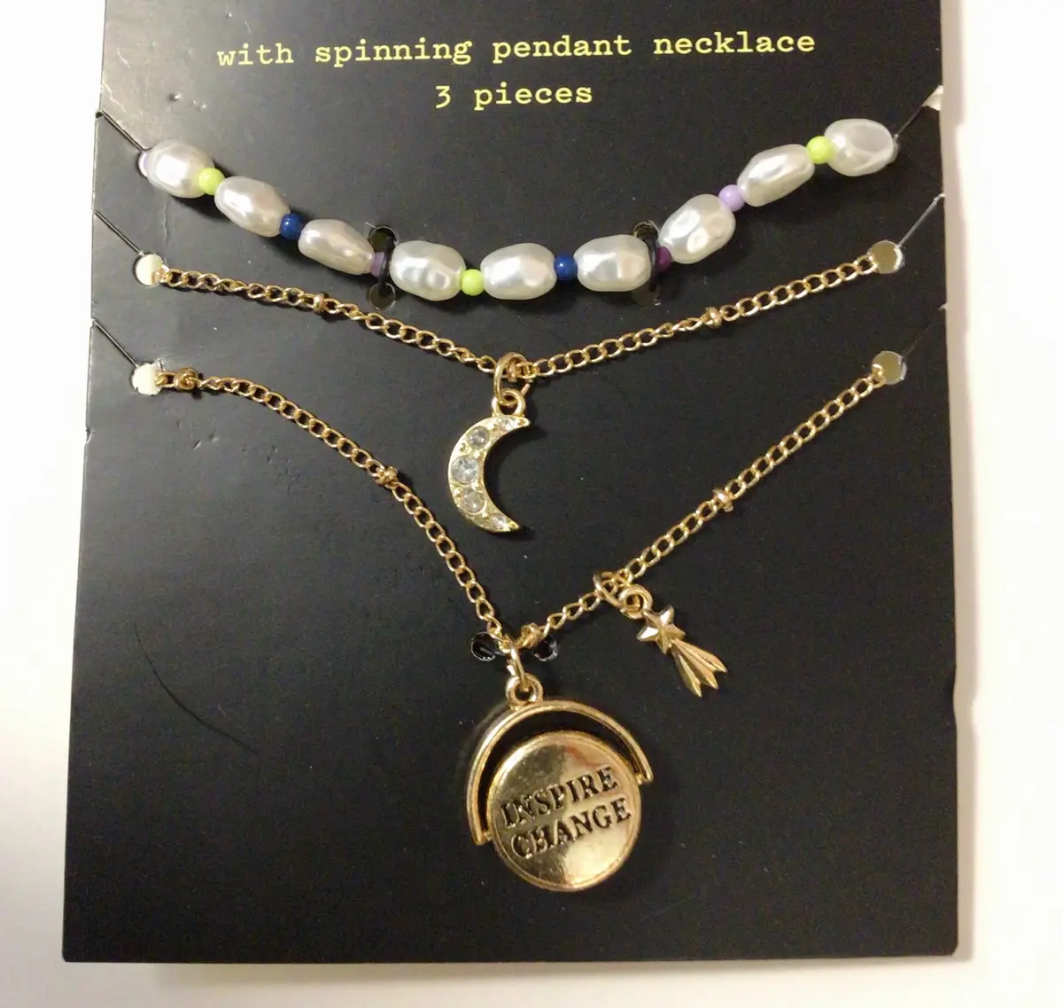 “ Inspire Change “ Necklace With Spinning Pendant - 3Pc 1