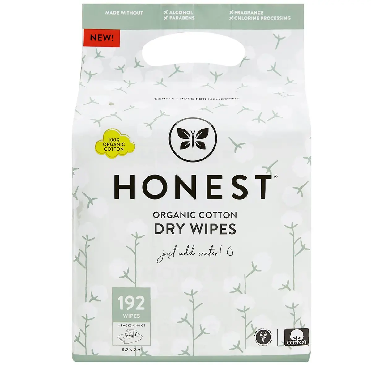 The Honest Company 100% Organic Cotton Dry Wipes- 192Ct 1