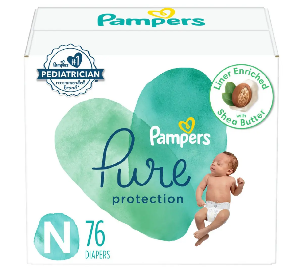 Pampers Pure Protection Diapers Super Pack- Size Newborn 76Ct 1