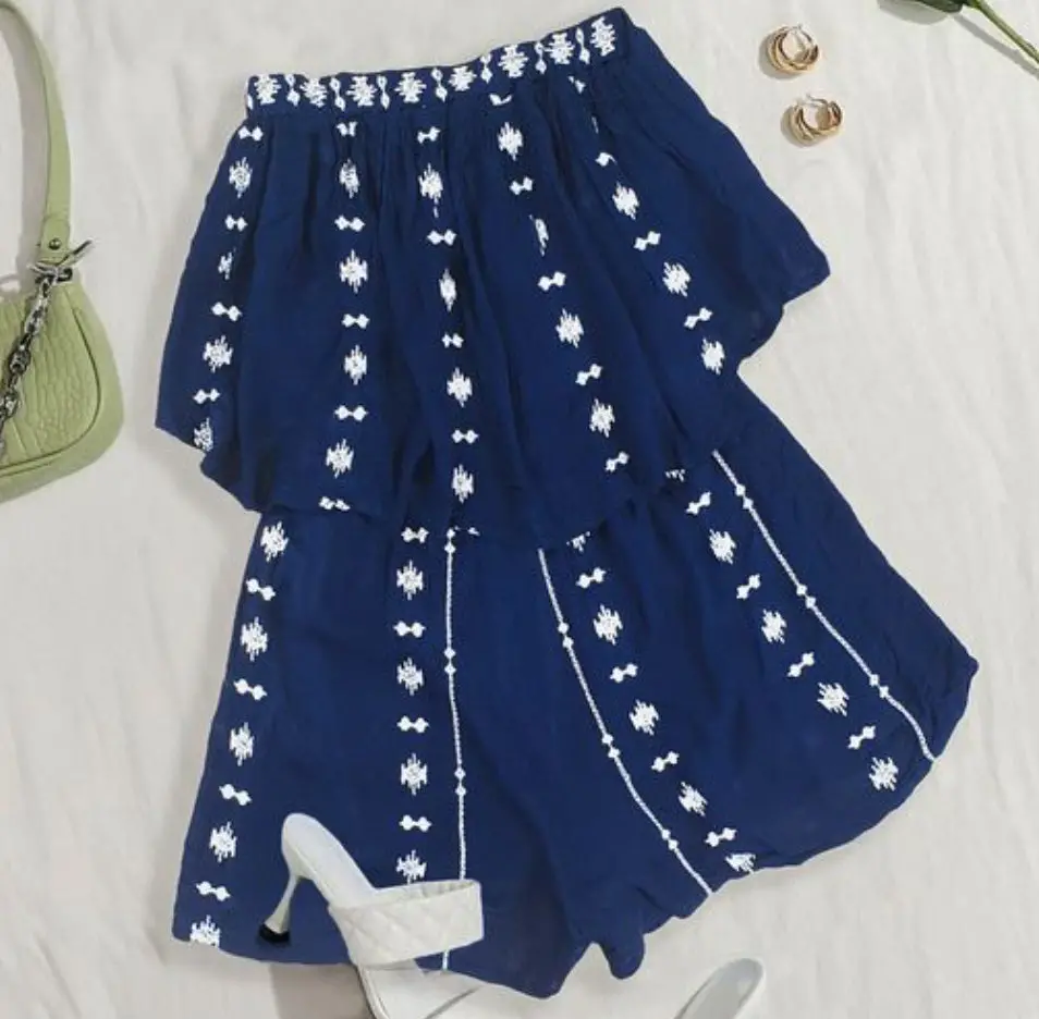 Ladies' Sleeveless Romper - Blue/White - S 1