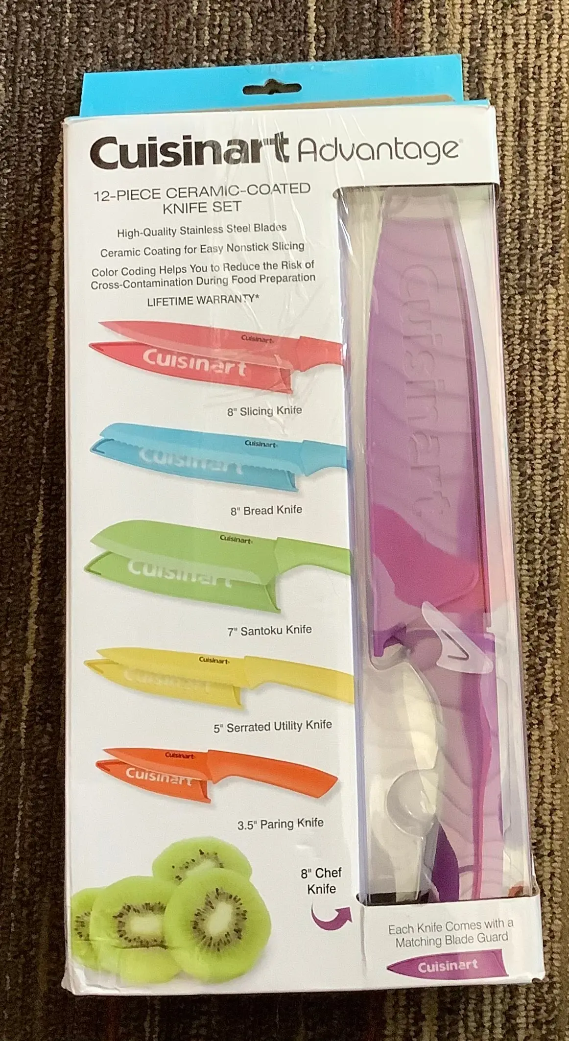 Cuisinart Advantage 12Pc Ceramic-Coated Color Knife Set With Blade Guards- C55-12Prc2 1