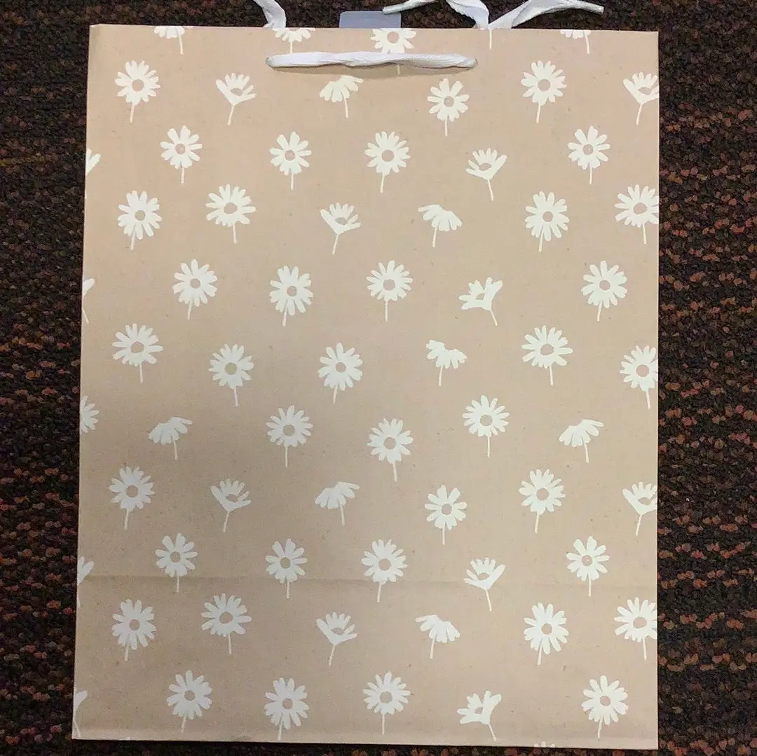 National Brand White Floral Brown Gift Bag 1