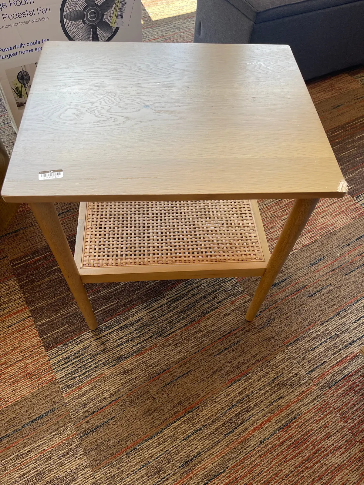 Wood & Cane Accent Side Table (Chip On Corner) 1