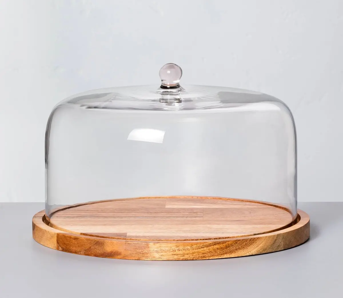 Wood & Glass Covered Dessert Storage - Brown - 9” 1
