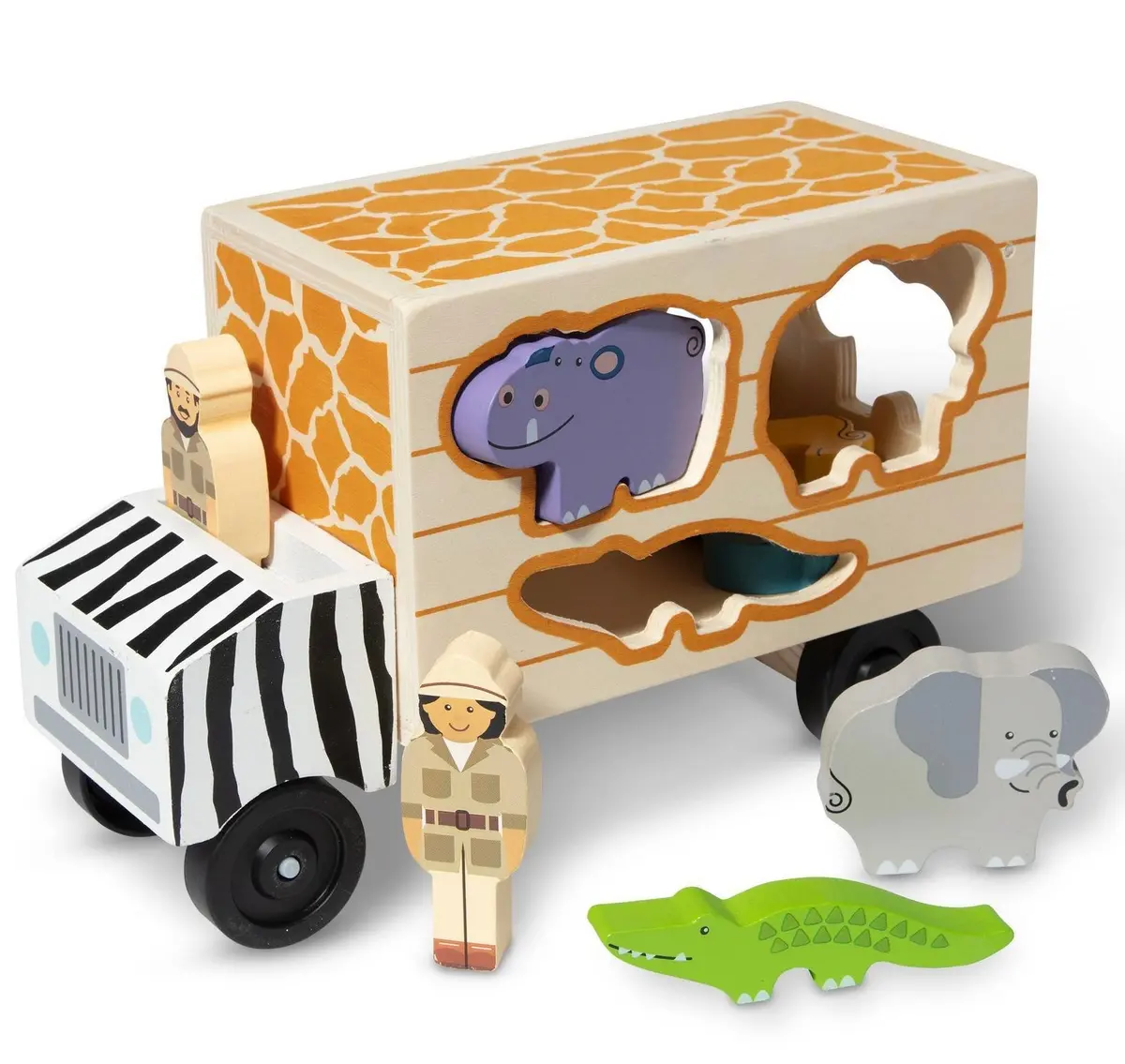 Animal Rescue Shape-Sorting Truck - Wooden Toy With 7 Animals And 2 Play Figures 1