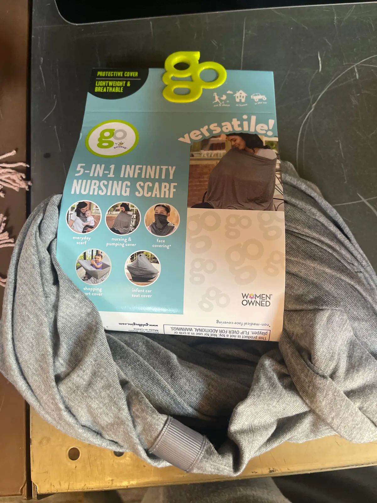 Go By Goldbug 5-In-1 Multi Use Cover And Nursing Scarf - Gray 1
