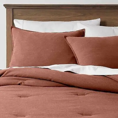 Full/Queen Space Dyed Cotton Linen Comforter & Sham Set - Cognac 1