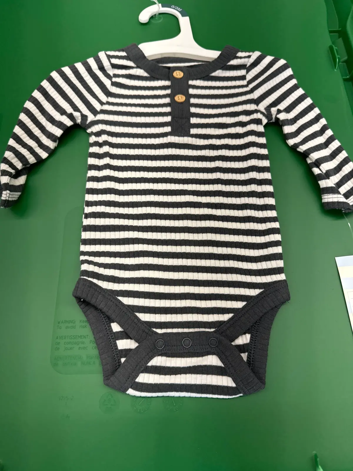 Kids Black & White Striped Onesie - 0/3M 1