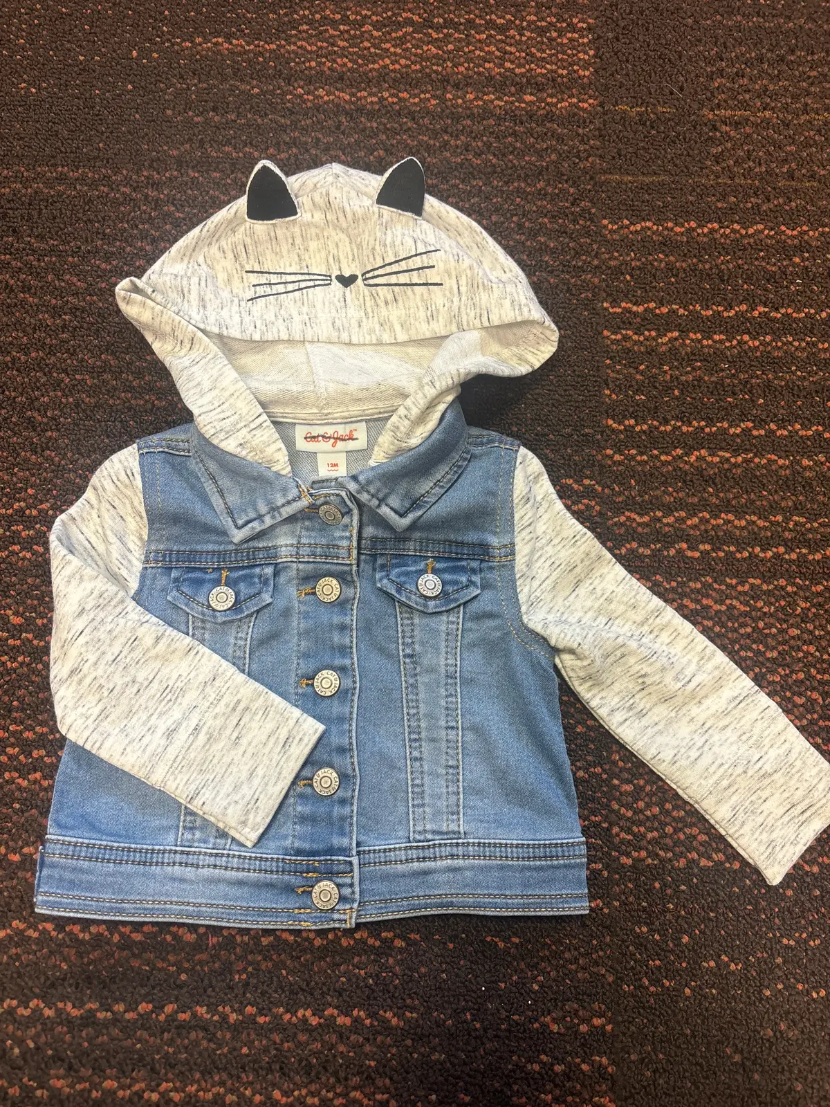 Kids Jean Button Up With Cat Hood Long Sleeve 1