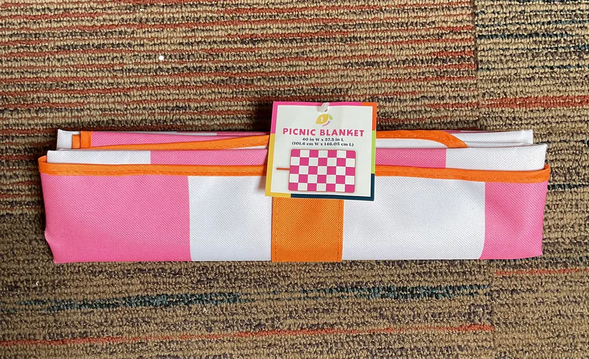 Picnic Blanket - Pink Checkered - 40In W X 57.5In L 1