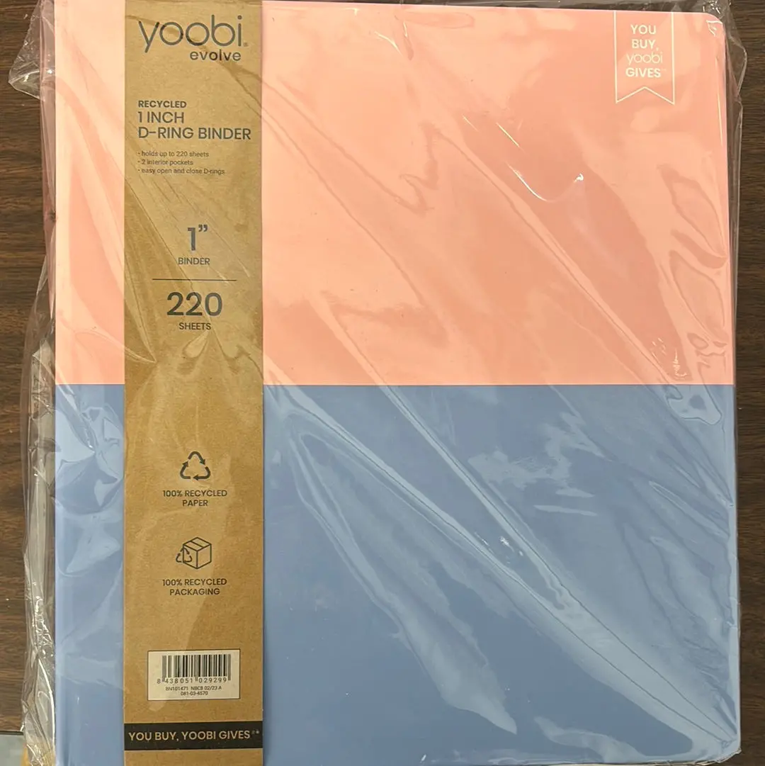 1” D-Ring Binder - Pink/Blue 1