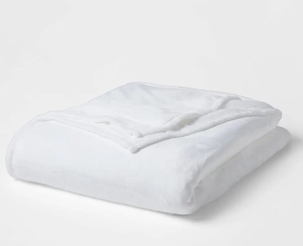 Twin/Twin Xl Solid Plush Bed Blanket True White 1