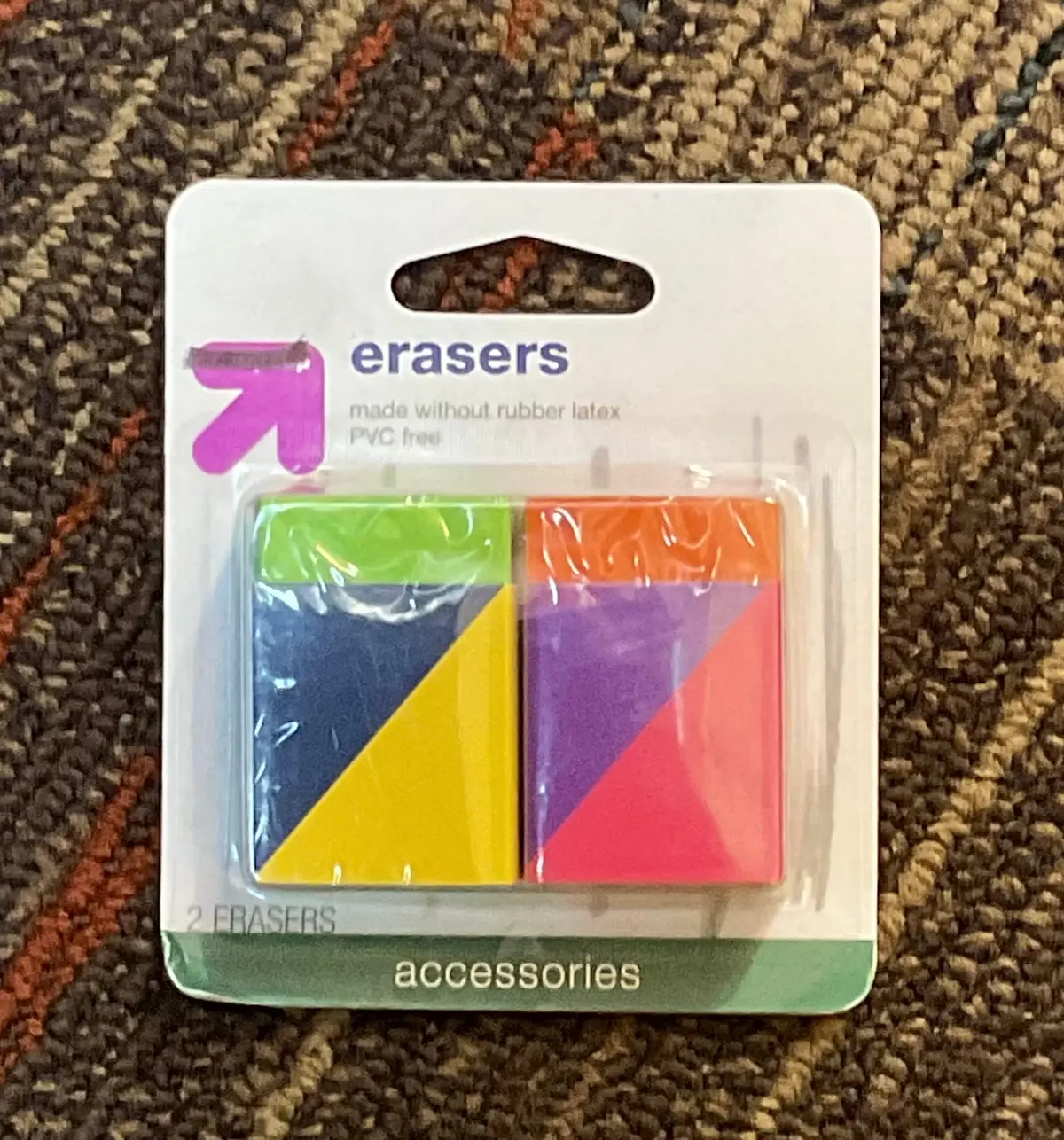 2 Pack Erasers- Green/Orange - Clearance 1
