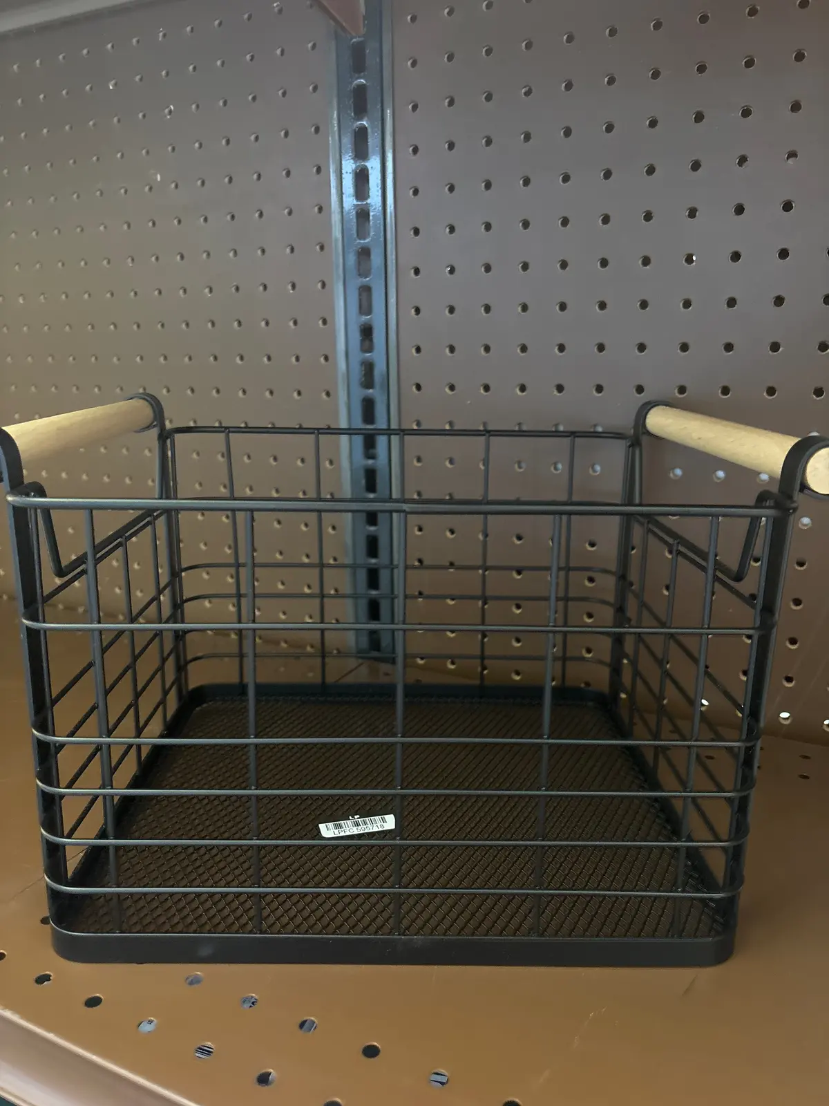 Small Wire Natural Wood Handles Milk Crate Black 1