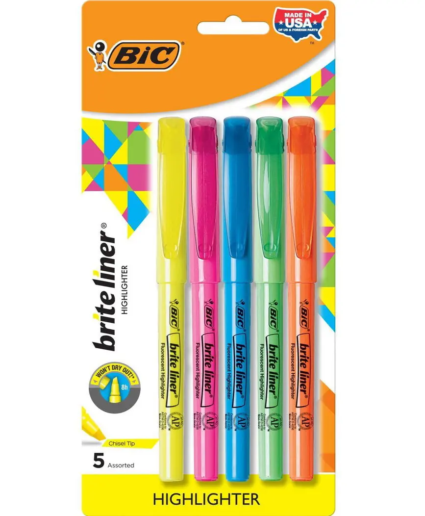 5Pk Highlighters Brite Liner Assorted 1