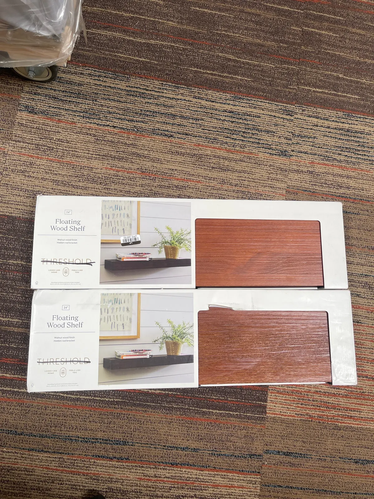 24" Floating Dark Wood Shelf Walnut Brown 1