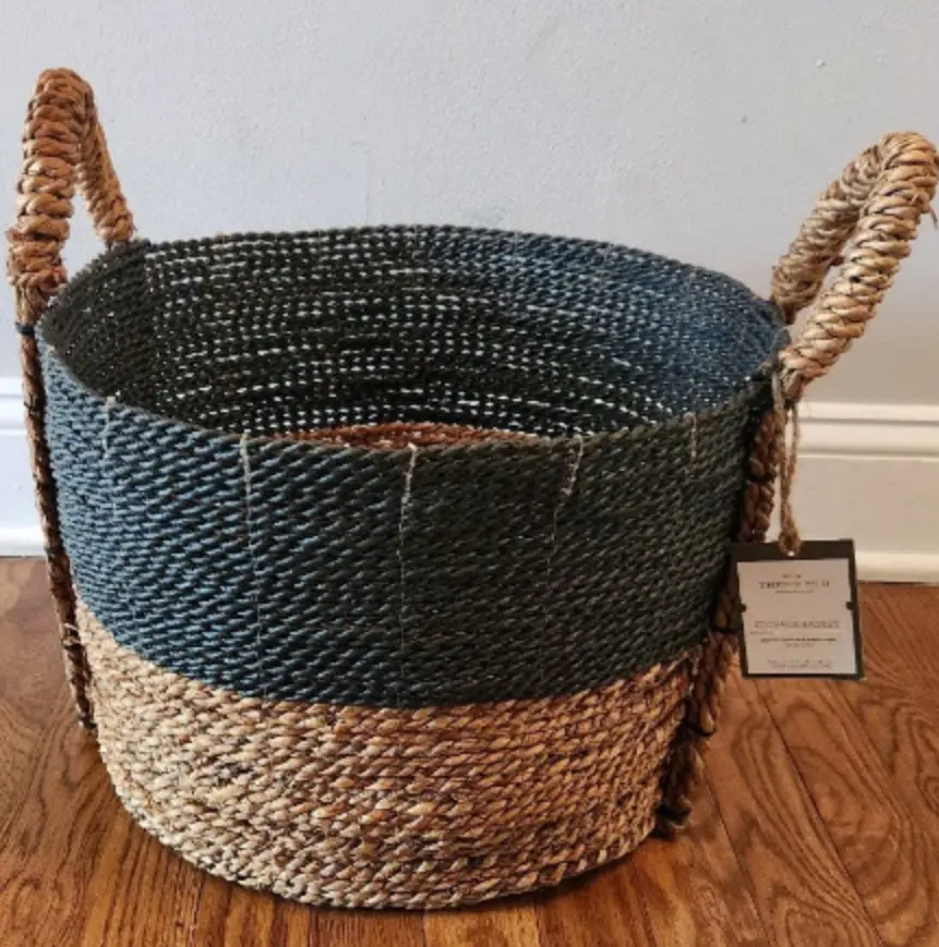 Banana And Paper Rope Handwoven Storage Basket 1