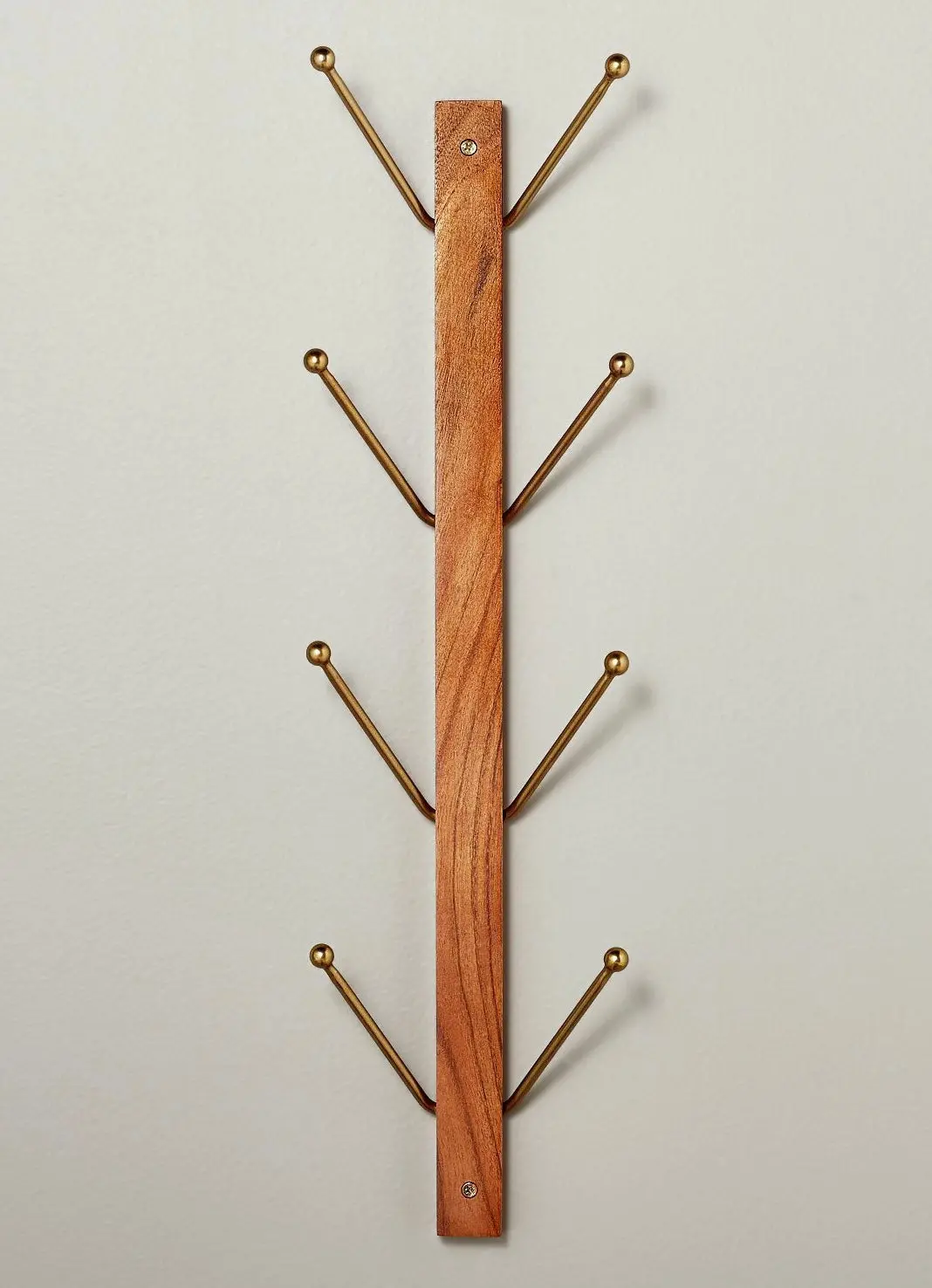 Wood & Metal Vertical Wall Rack - Brown&Brass X 24” 1