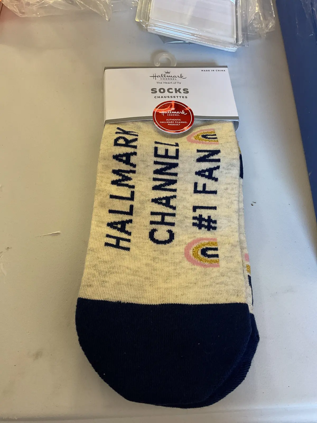 National Brand Christmas Socks; “#1 Fan” One Size Fits Most -2Pck 1