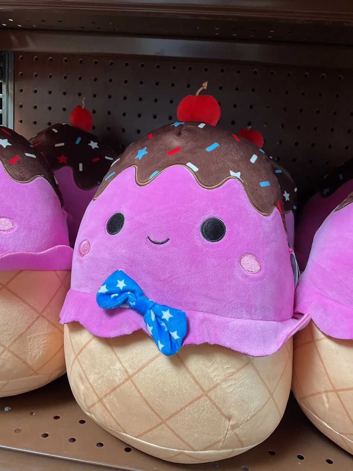 Squishmallows 11" Medium Pink Ice Cream Sundae With Blue Star Bowtie Plush 1