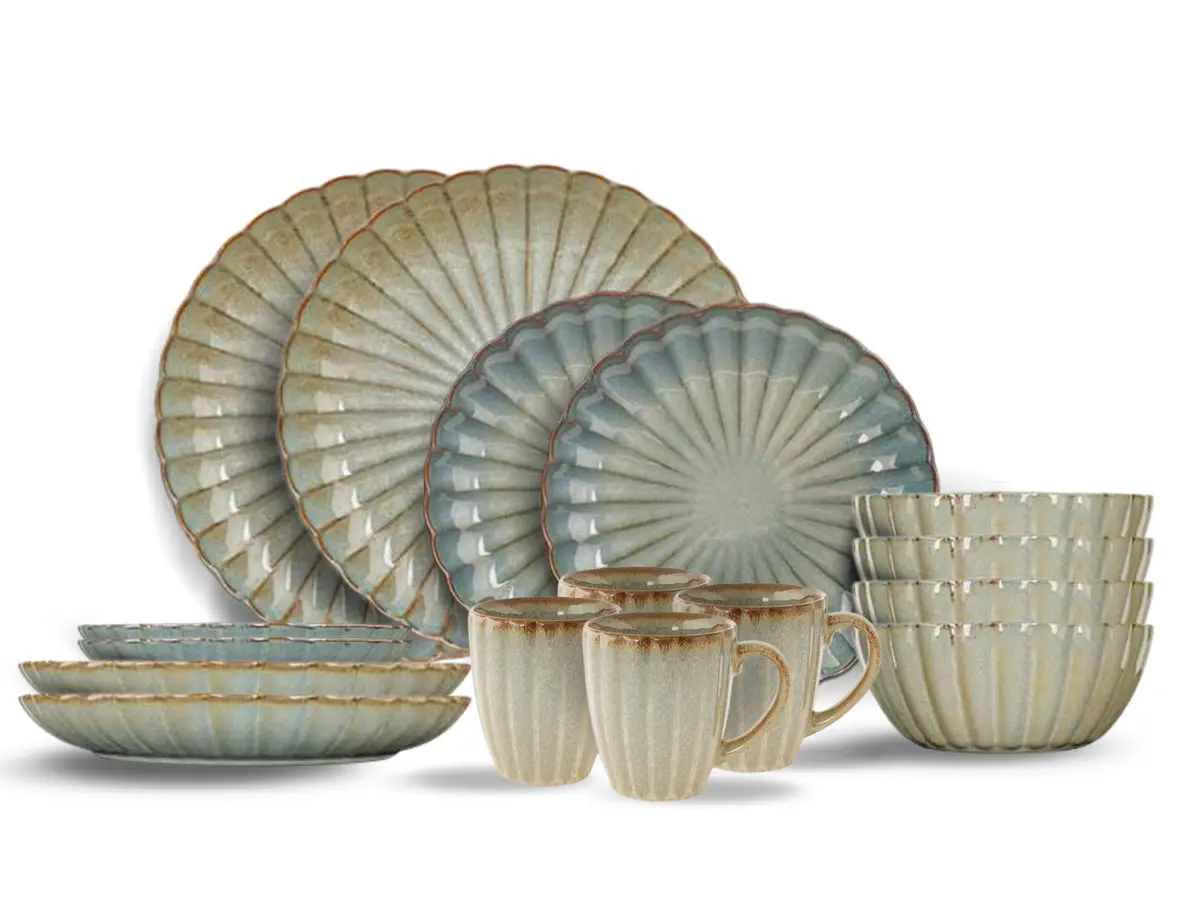 Cosy & Trendy Serviesset Astera Ocean 16-Delig / 4 Personen - 4 Dinerborden, 4 Ontbijtborden, 4 Kommen En 4 Mokken 1