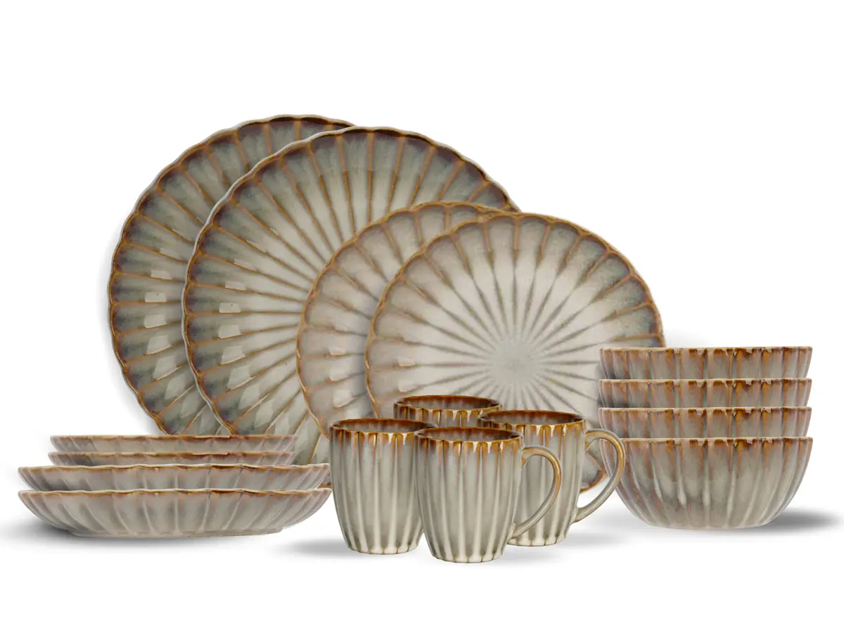 Cosy & Trendy Serviesset Astera Pearl 16-Delig / 4 Personen - 4 Dinerborden, 4 Ontbijtborden, 4 Kommen En 4 Mokken 1