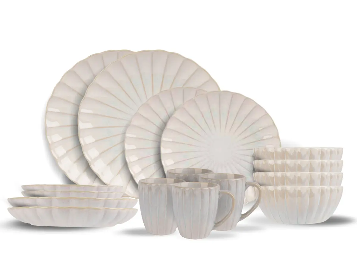Cosy & Trendy Serviesset Astera Pure 16-Delig / 4 Personen - 4 Dinerborden, 4 Ontbijtborden, 4 Kommen En 4 Mokken 1