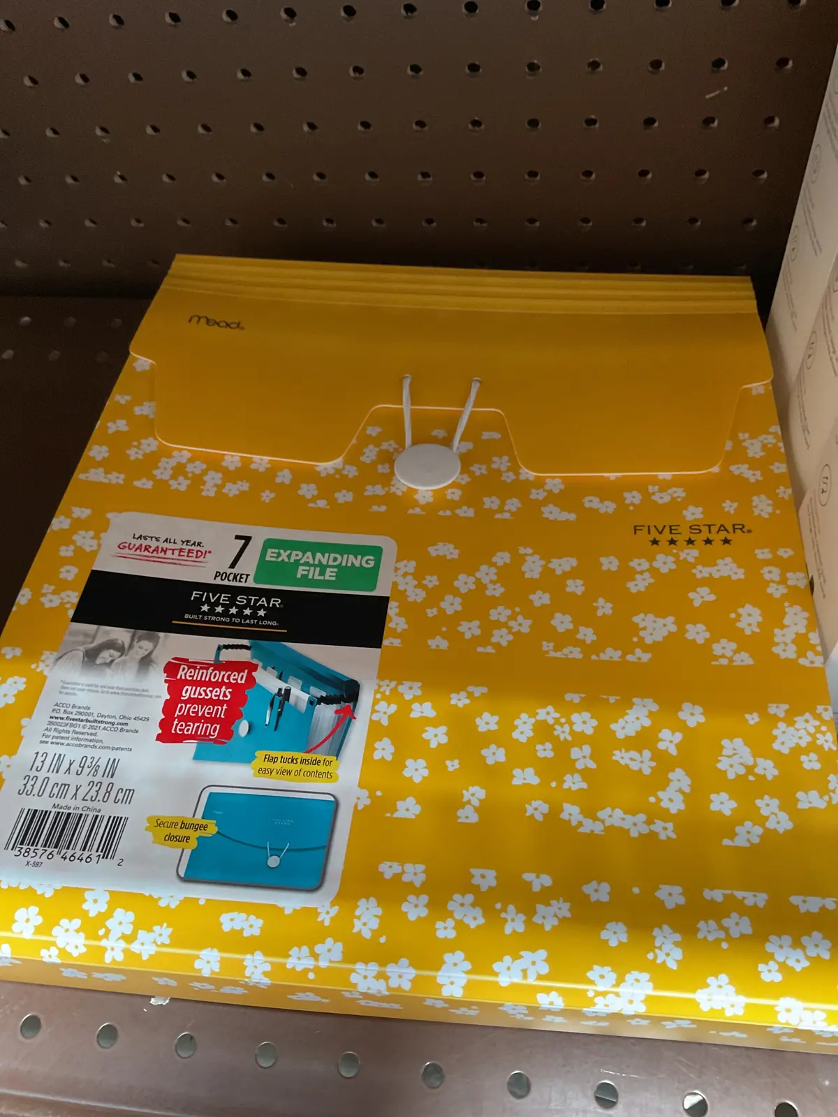 Five Star 7Pkt Large Vertical Expanding- Yellow Floral 
File 1