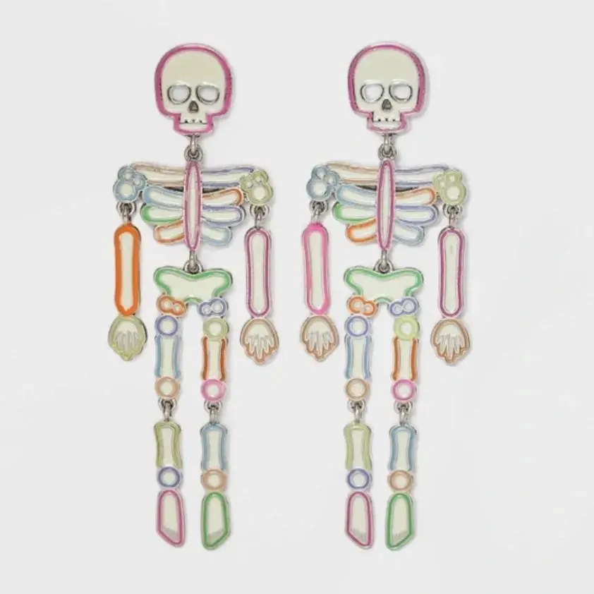 Glow In The Dark Skeleton Statement Earrings 1