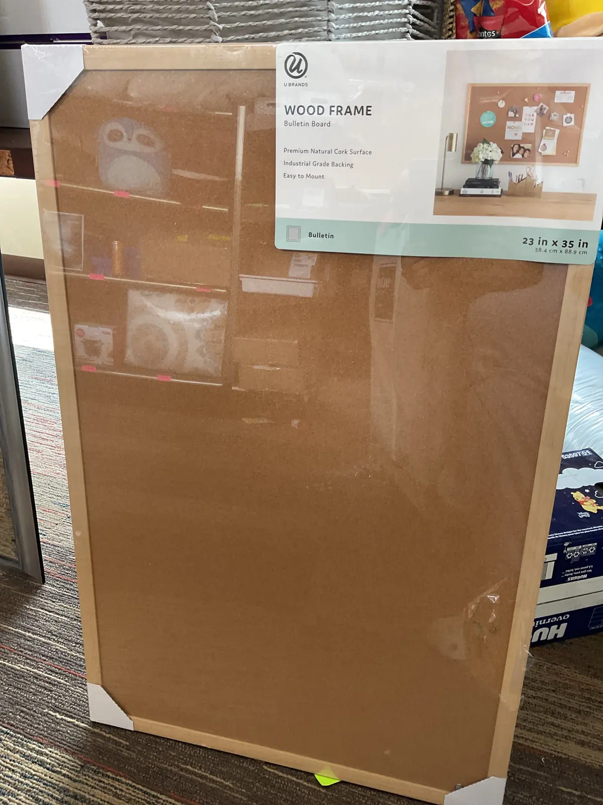 U Brands 23"35" Birch Wood Frame Bulletin Board 1
