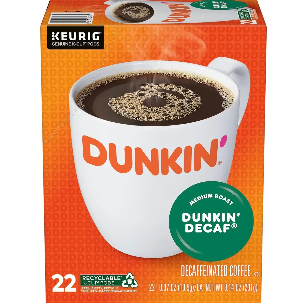 Dunkin’ Decaf Medium Roast Coffee- Keurig K-Cup Pods - 22Ct 1
