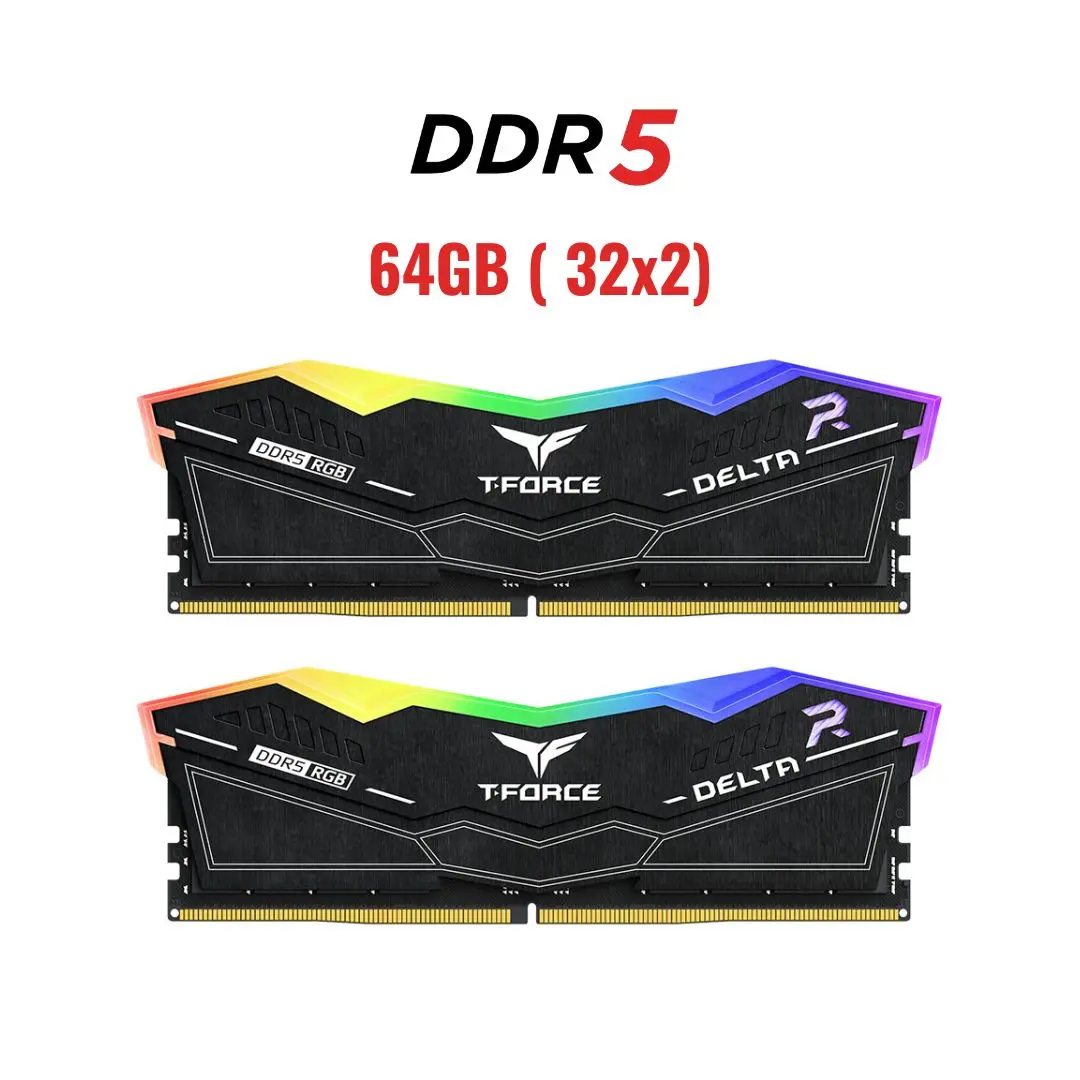 Teamgroup T-Force Delta Rgb Ddr5 Ram 64Gb (2X32gb) 6000Mhz Cl38 - Black 1
