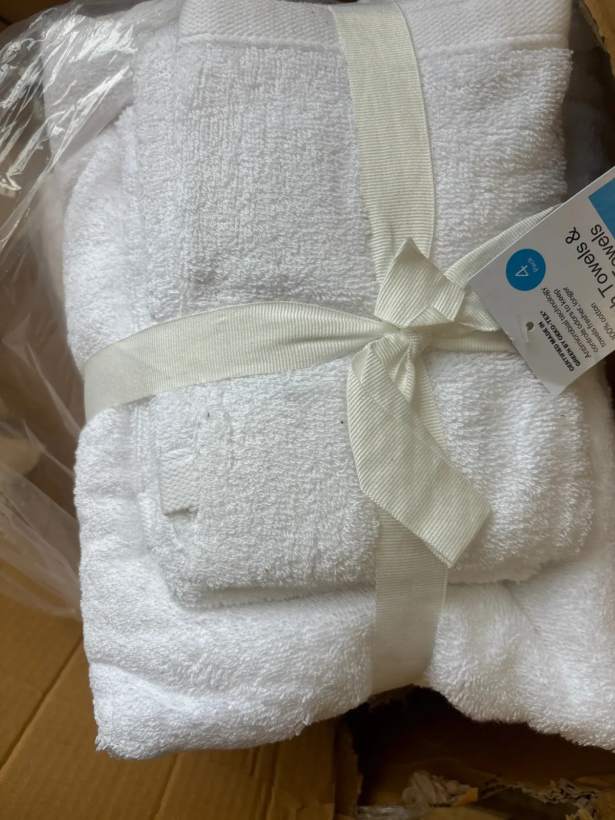4Pc Antimicrobial Assorted Bath And Hand Towel Set White 1