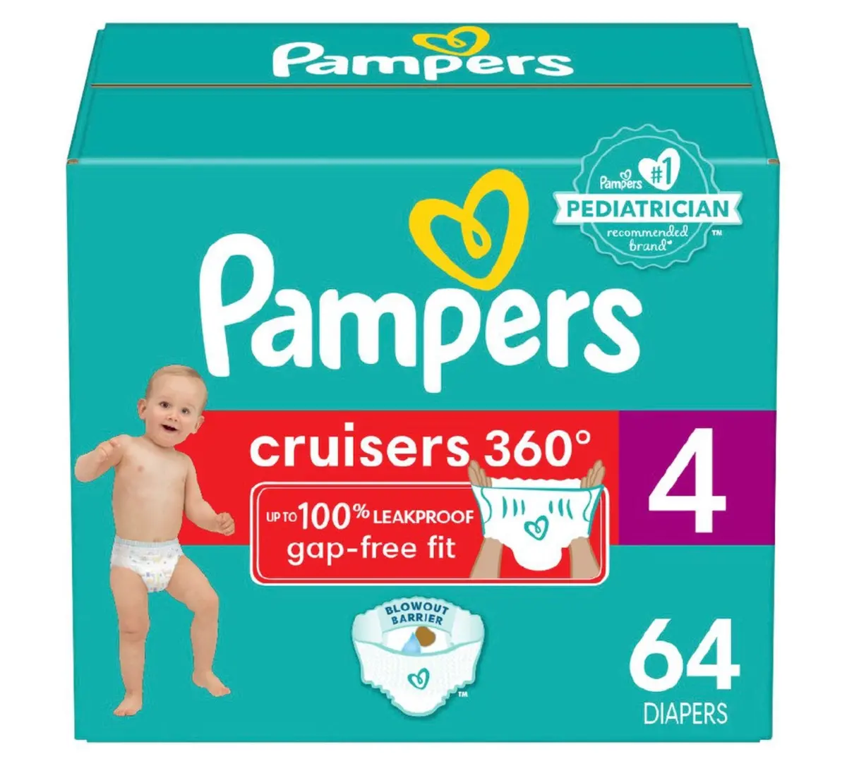 Pampers Cruisers Diapers Super Pack - Size 4 - 64 Count 1