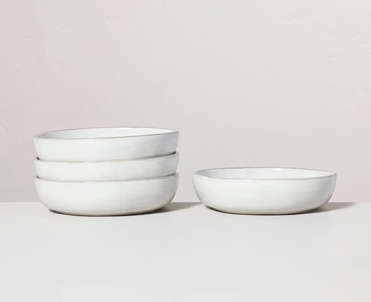 4Pk 34Oz Stoneware Reactive Glaze Pasta/Grain Bowl Set - Gray 1