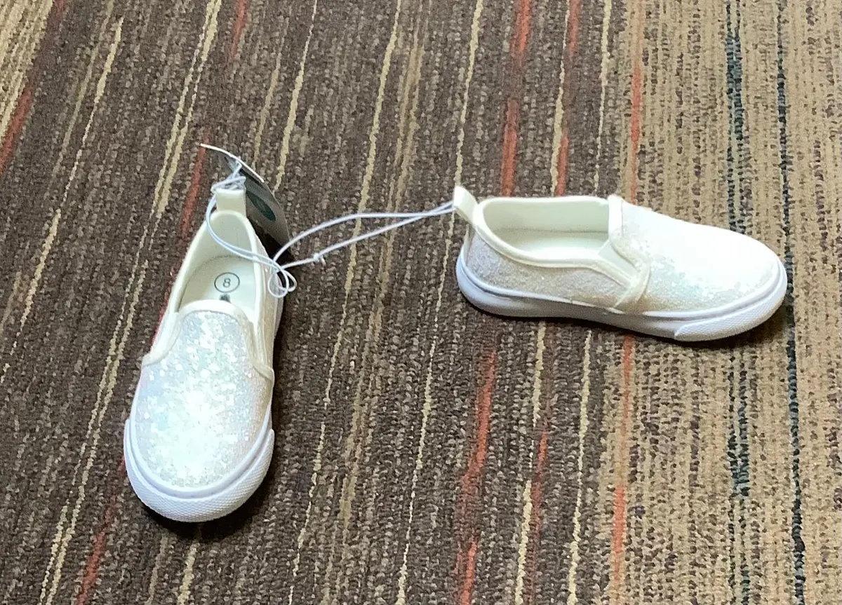 Kids Toddler Madigan Slip-On Glitter Sneakers - White 8T 1