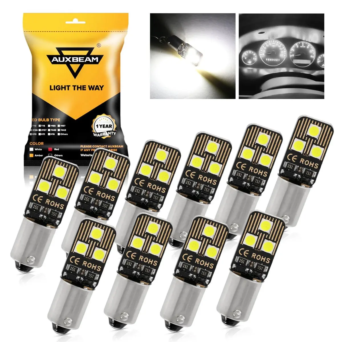 10Pcs White Light Ba9s Ba9 1895 1891 53 57 Led Bulbs For Car Interior Dome Map License Plate Glove Box Light Etc 1