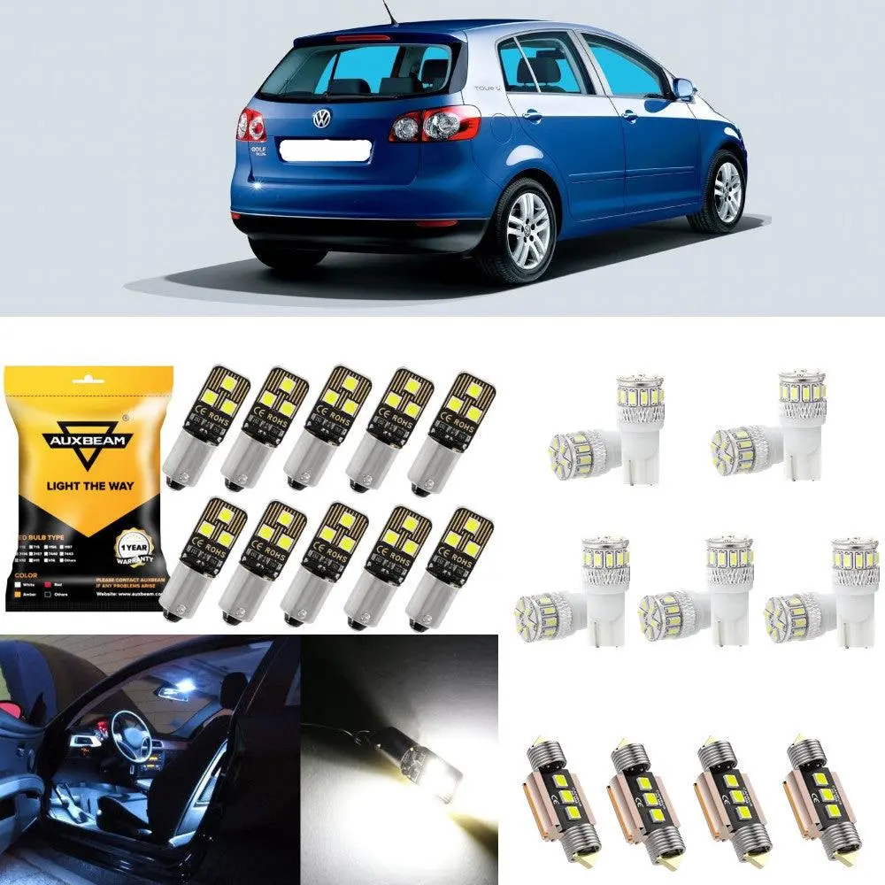 For 2002 Volkswagen Golf Map/Side Marker/Dome/License Plate/Tail Light Led Light Bulbs Package 1
