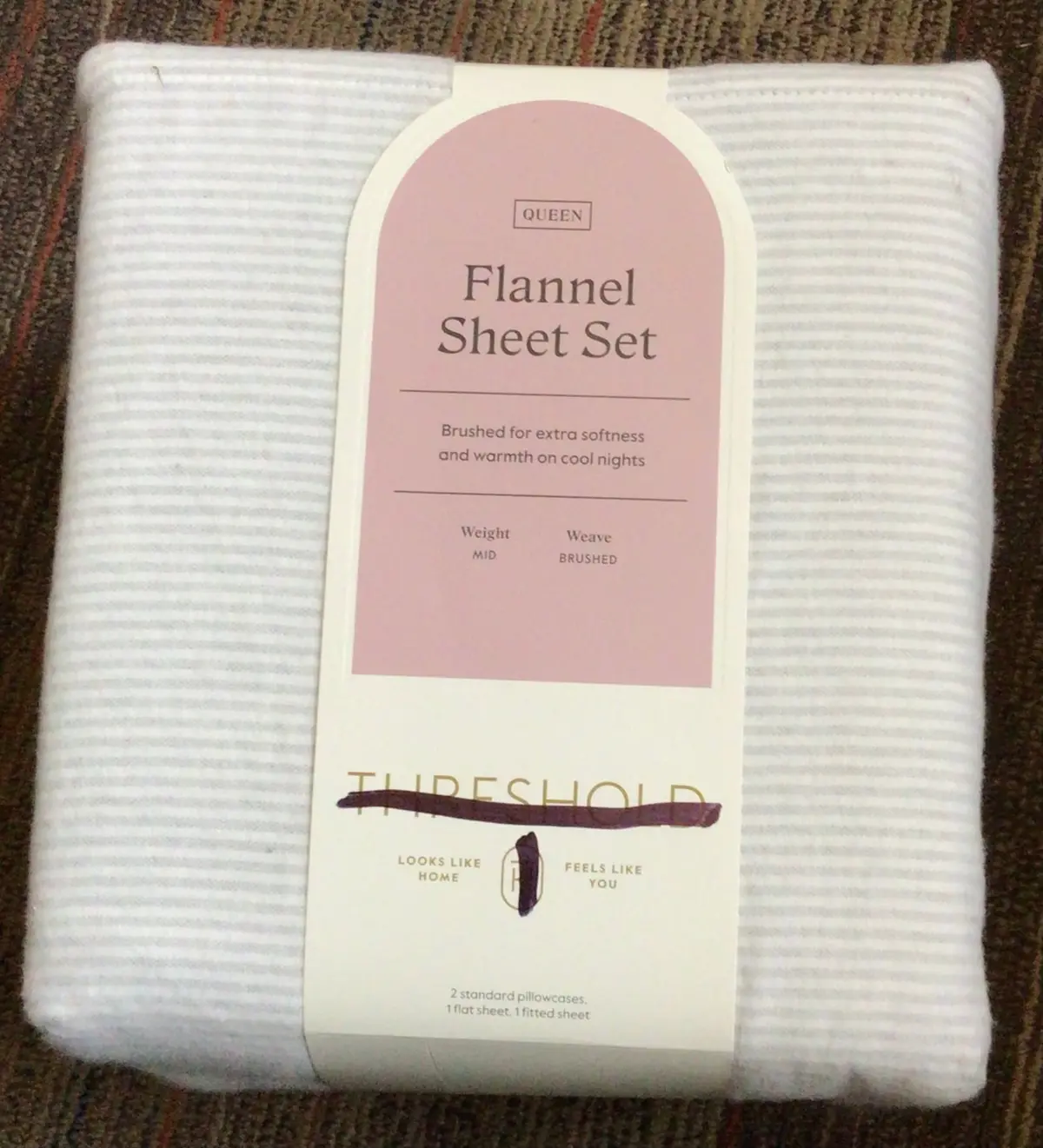 Queen Flannel Sheet Set - Grey Stripes 1